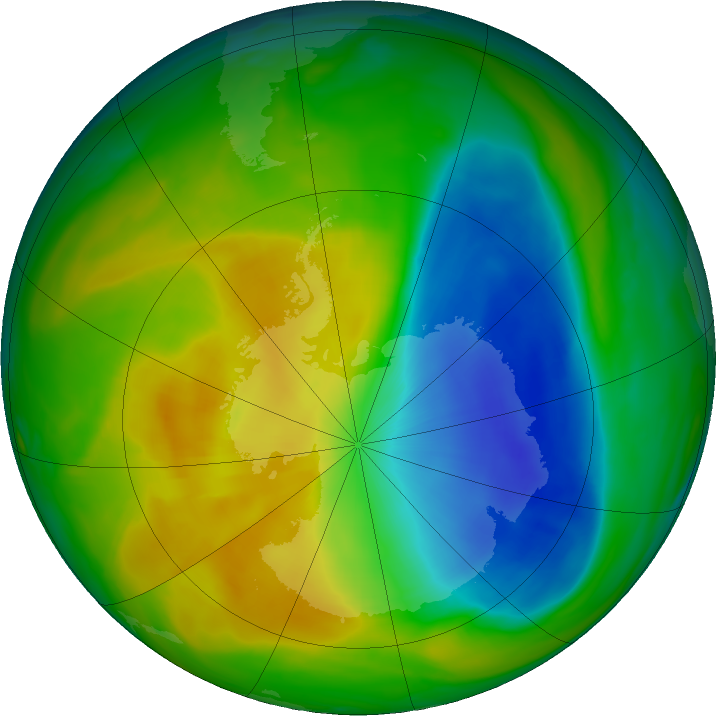 Antarctic ozone map for 09 November 2017